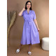 Dámske midi fialové košeľové šaty s opaskom