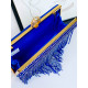 Dámska modrá spoločenská kabelka s kamienkami a remienkom