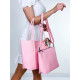 Dámska veľká kabelka s remienkom a mašľou - svetlo ružová