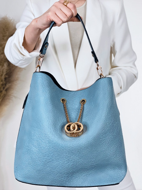 Dámska modrá kabelka s kapsičkou