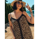 Dlhé letné plážové šaty s pásikom - leopardí vzor
