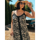 Dlhé letné plážové šaty s pásikom - zebrovaný vzor