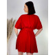 Dámske červené krátke šaty s hrubým opaskom
