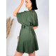 Dámske zelené krátke šaty s hrubým opaskom