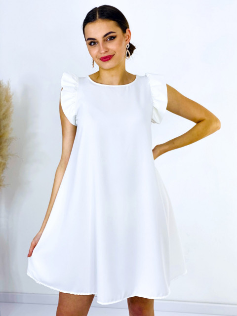 Dámske biele šaty s volánmi